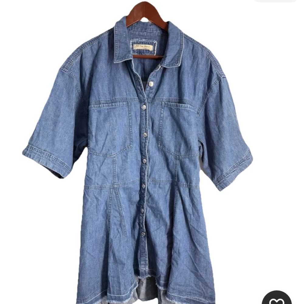 Free People Western Bohemian Oversized Jenny Denim Tunic Top Dress Medium Wash M - Picture 11 of 16